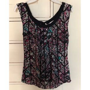 Floral tank top with tie in back